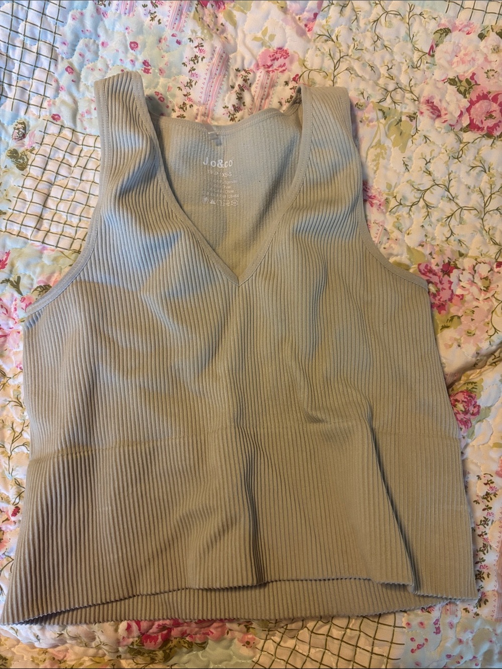 Ribbed V-Neck Tank Top in Light Sage by